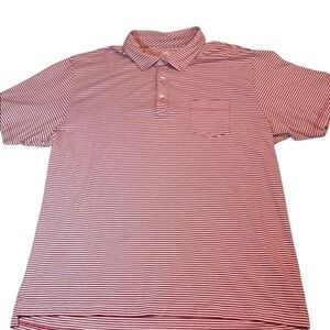Peter Millar Seaside Wash Polo Shirt Mens Red White Striped Sportswear Golf XXL